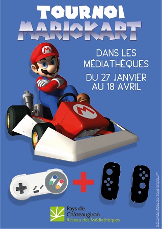 Tournoi de Mario Kart dans les médiathèques du 27 janvier au 18 avril organisé par le réseau du Pays de châteaugiron Communauté